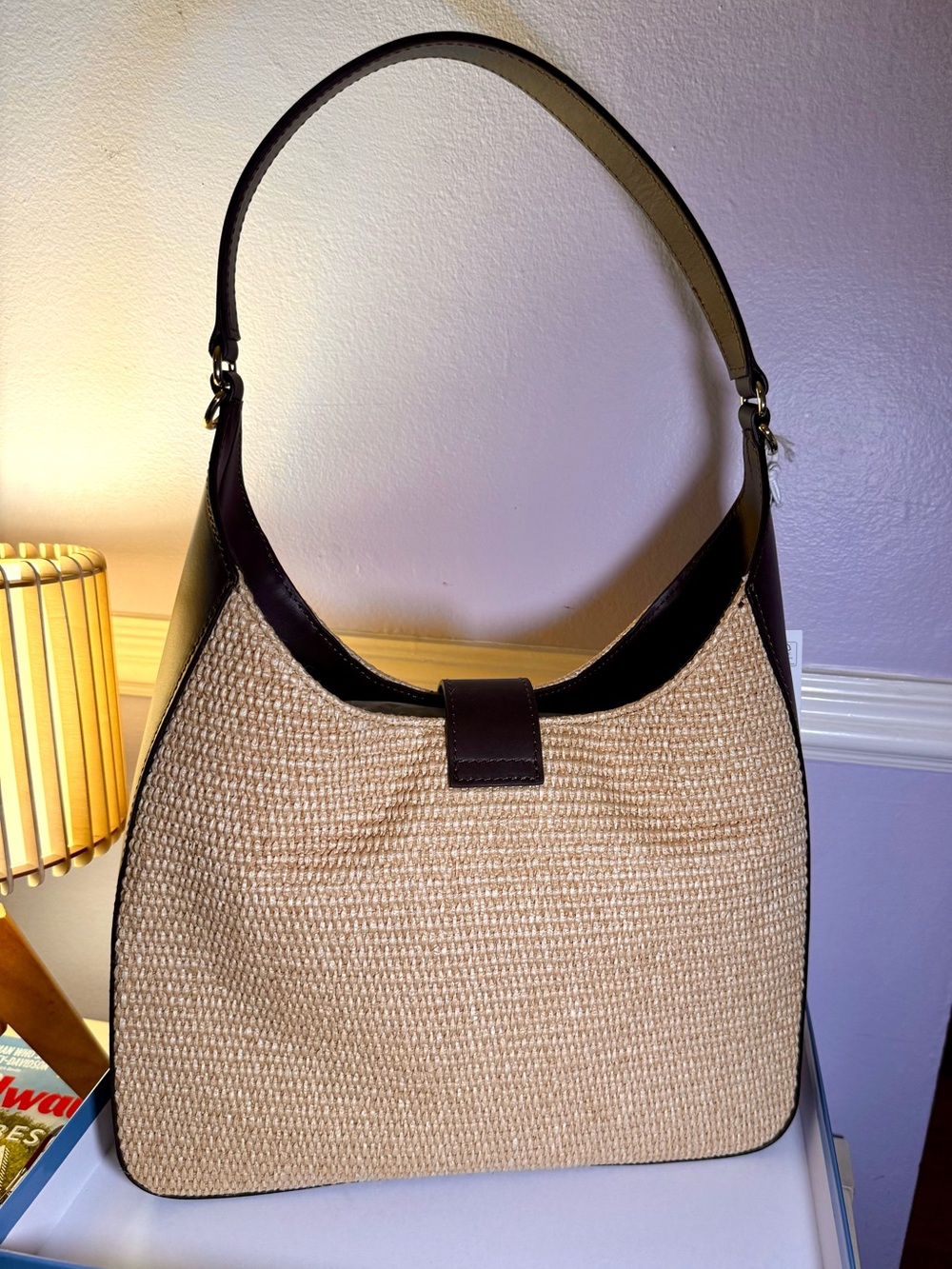 NWT Viola Castellani Raffia & Genuine Leather Shoulder Bag - Picture 6 of 13